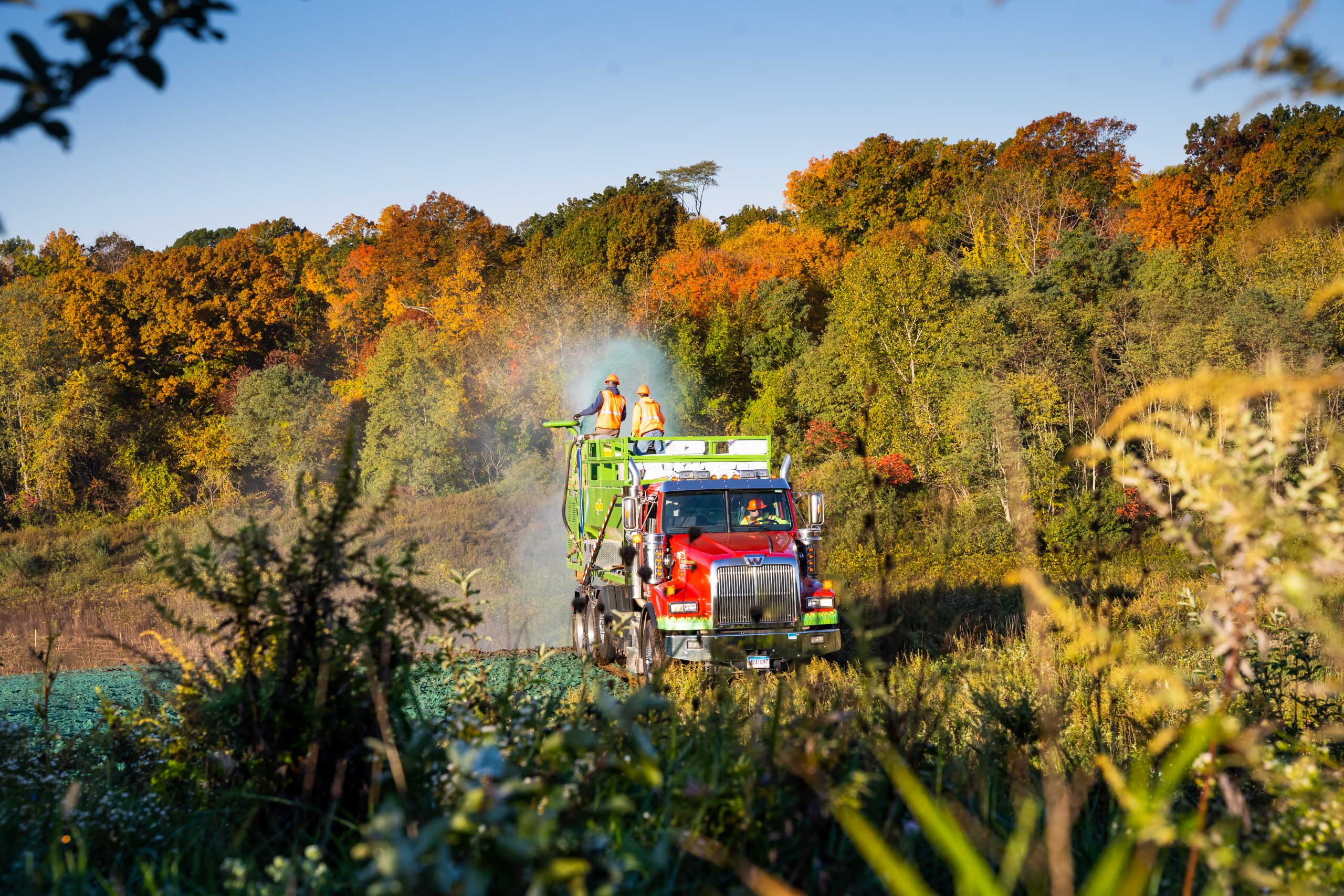 Tidy Services performing hydroseeding for new lawn establishment in the Northeast