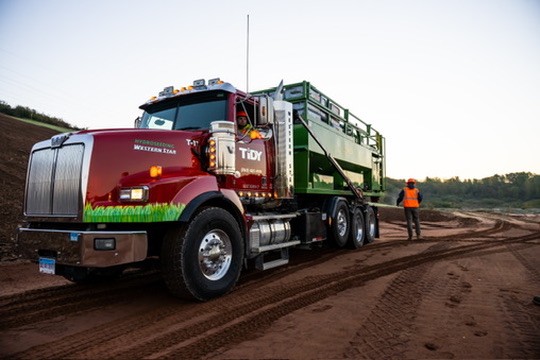 Hydroseeding truck operated by Tidy Services