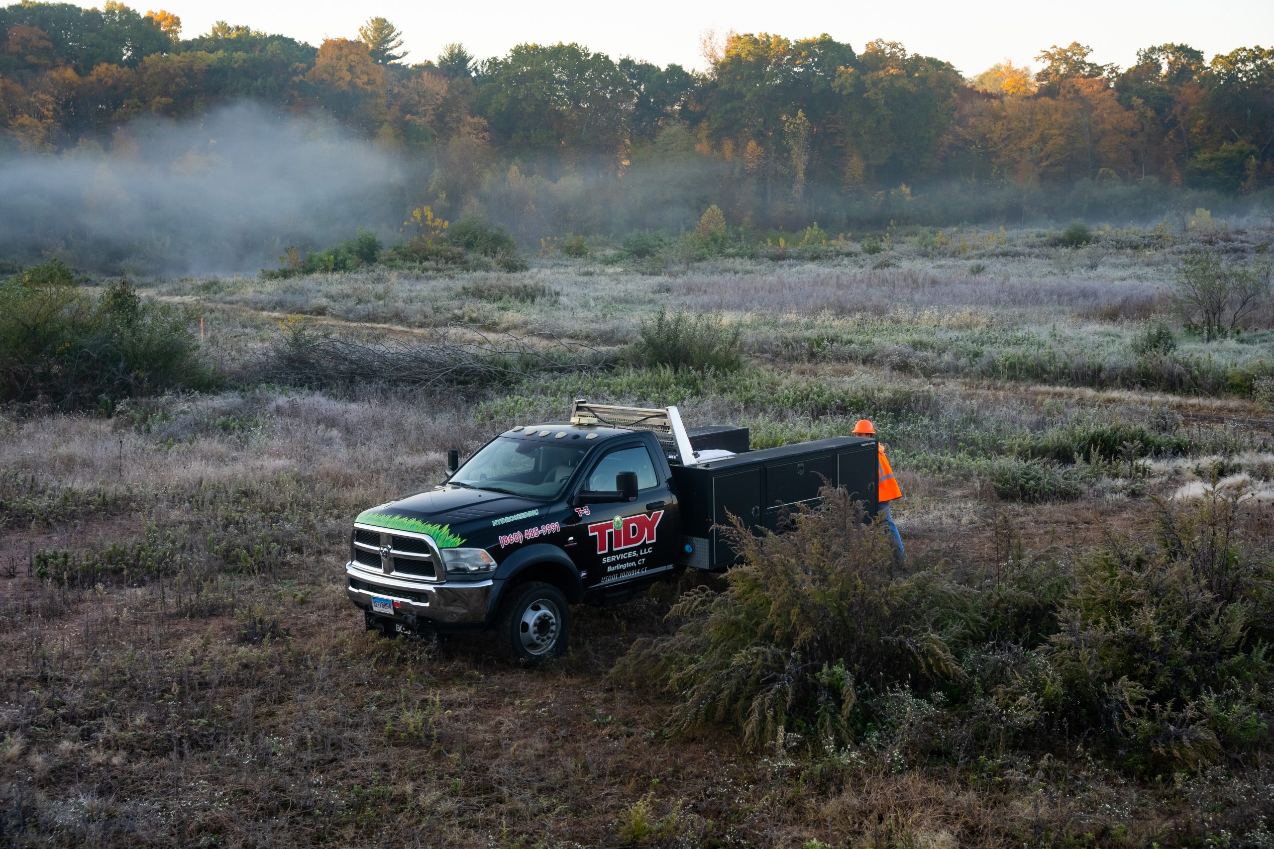 About Tidy Services and our company pickup truck supporting projects throughout the Northeast.