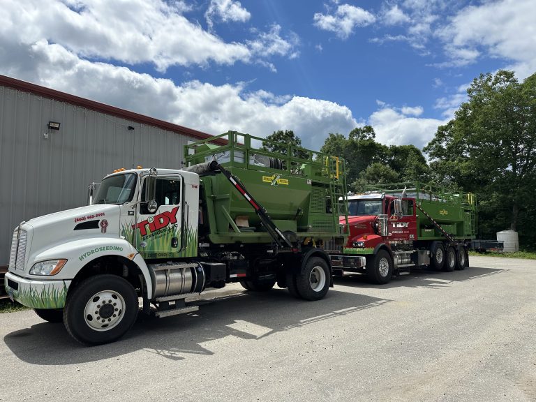 Professional hydroseeding services by Tidy Services for erosion control and lawn establishment in the Northeast