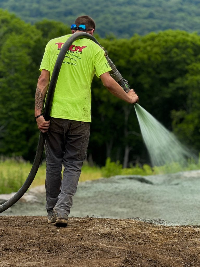 Tidy Services performing hydroseeding for new lawn establishment in the Northeast
