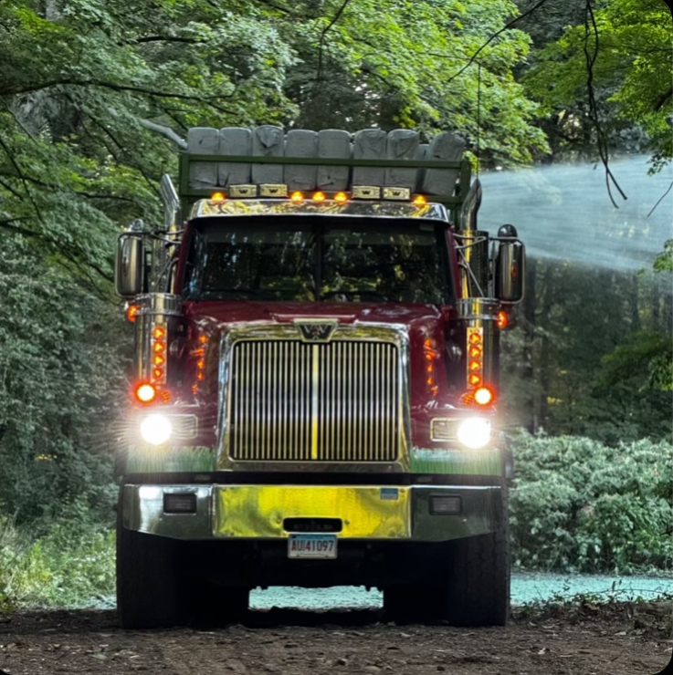 About Tidy Services: Our Burlington, CT-based hydroseeding truck on a project site.